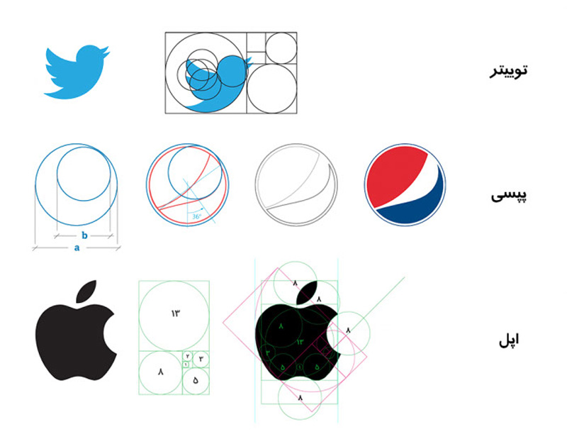 طراحی تخصصی لوگو با استفاده از عدد فی و نسبت طلایی در ظریف گرافیک