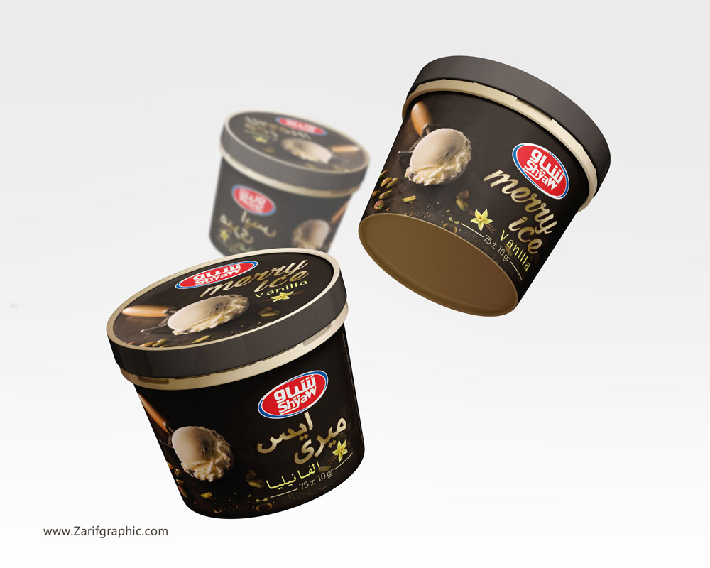 طراحی بسته نبدی حرفه ای بستنی در مشهد با ظریف گرافیک