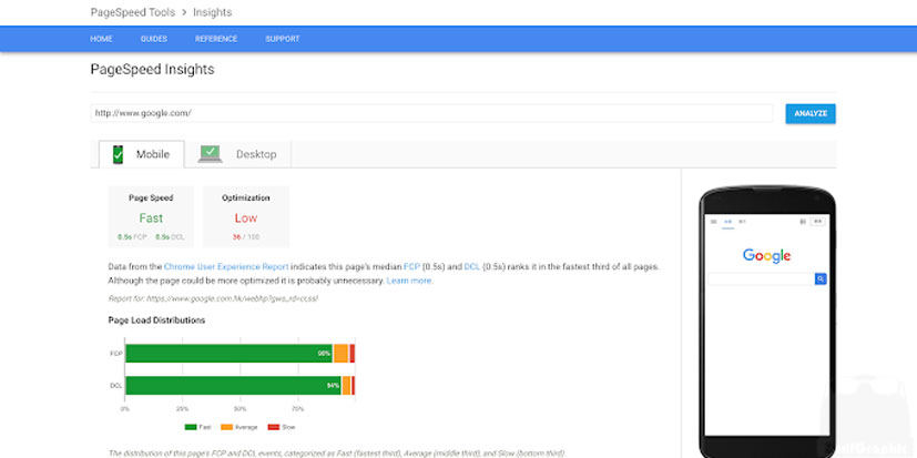 ابزار google pagespeed insights گوگل..