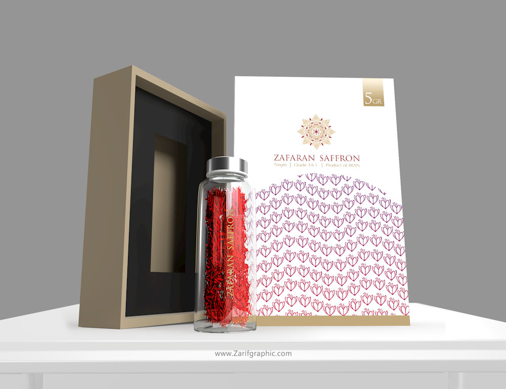 saffron packaging design in zarifgraphic