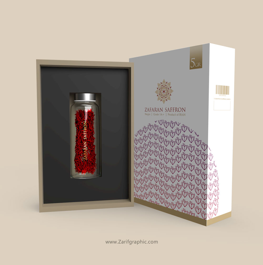 luxury saffron packaging design in zarifgraphic
