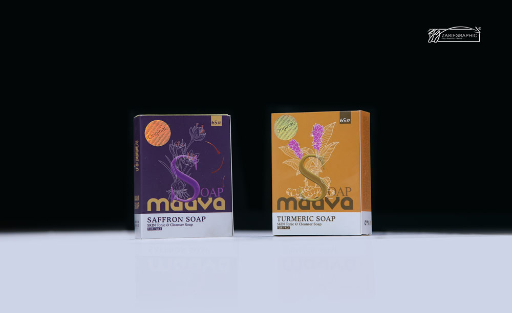 طراحی بسته بندی صابون های آرایشی بهداشتی ماوا